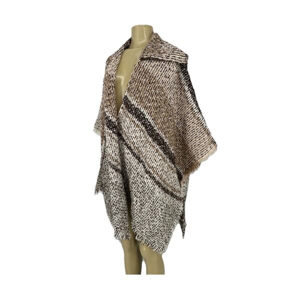 NEW Vince Camuto Women One Size Hooded Open Cardigan Poncho Cape Sweater 5-1k - Picture 2 of 7